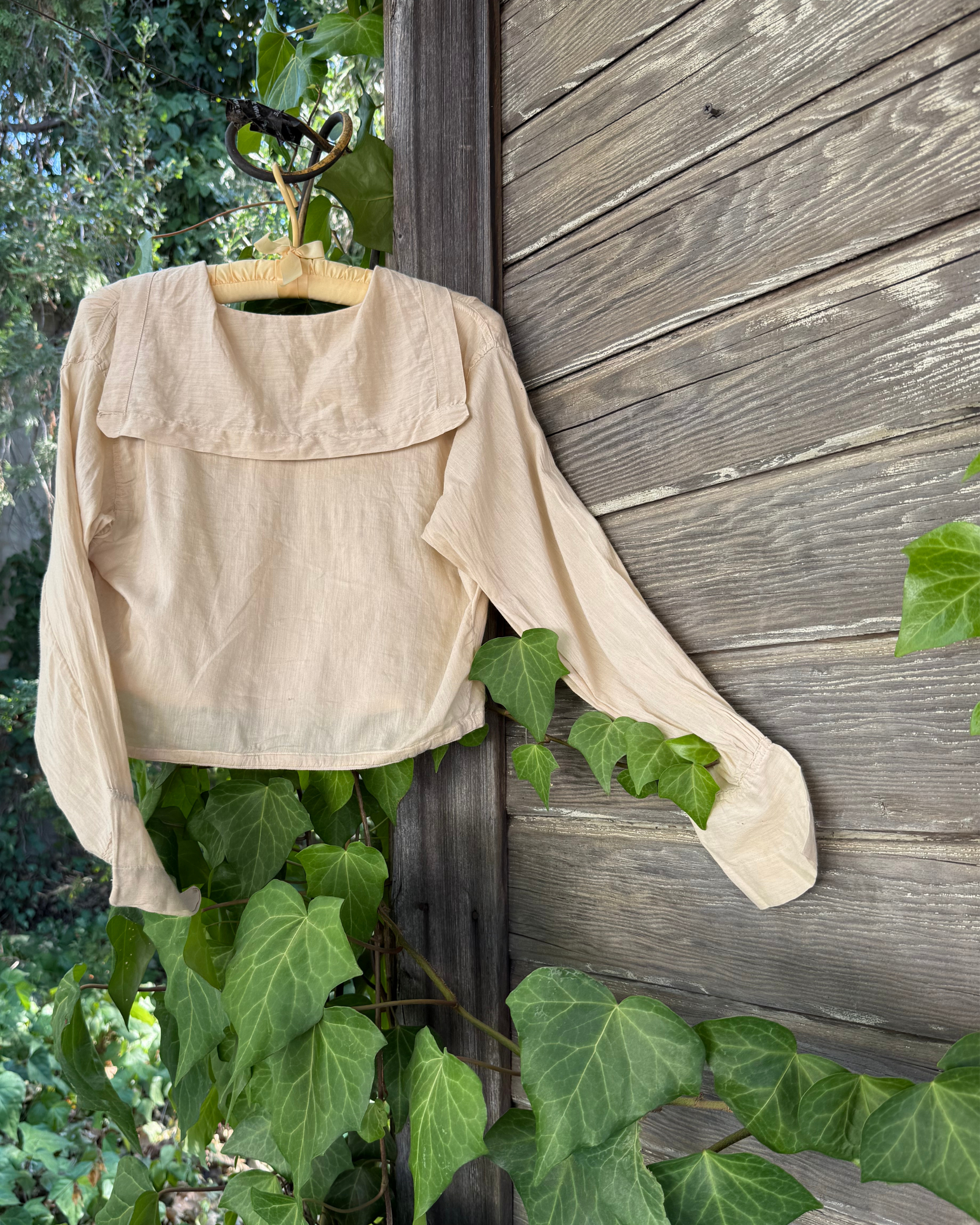 1920s silk embroidered sailor style blouse