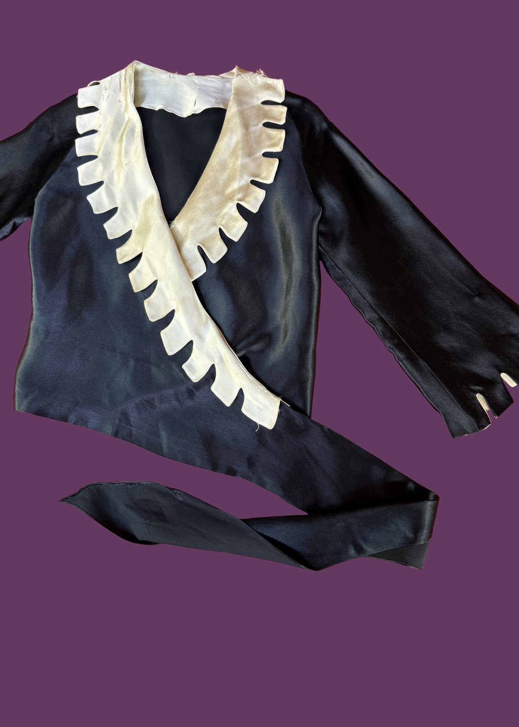 1920s silk satin castle-like top