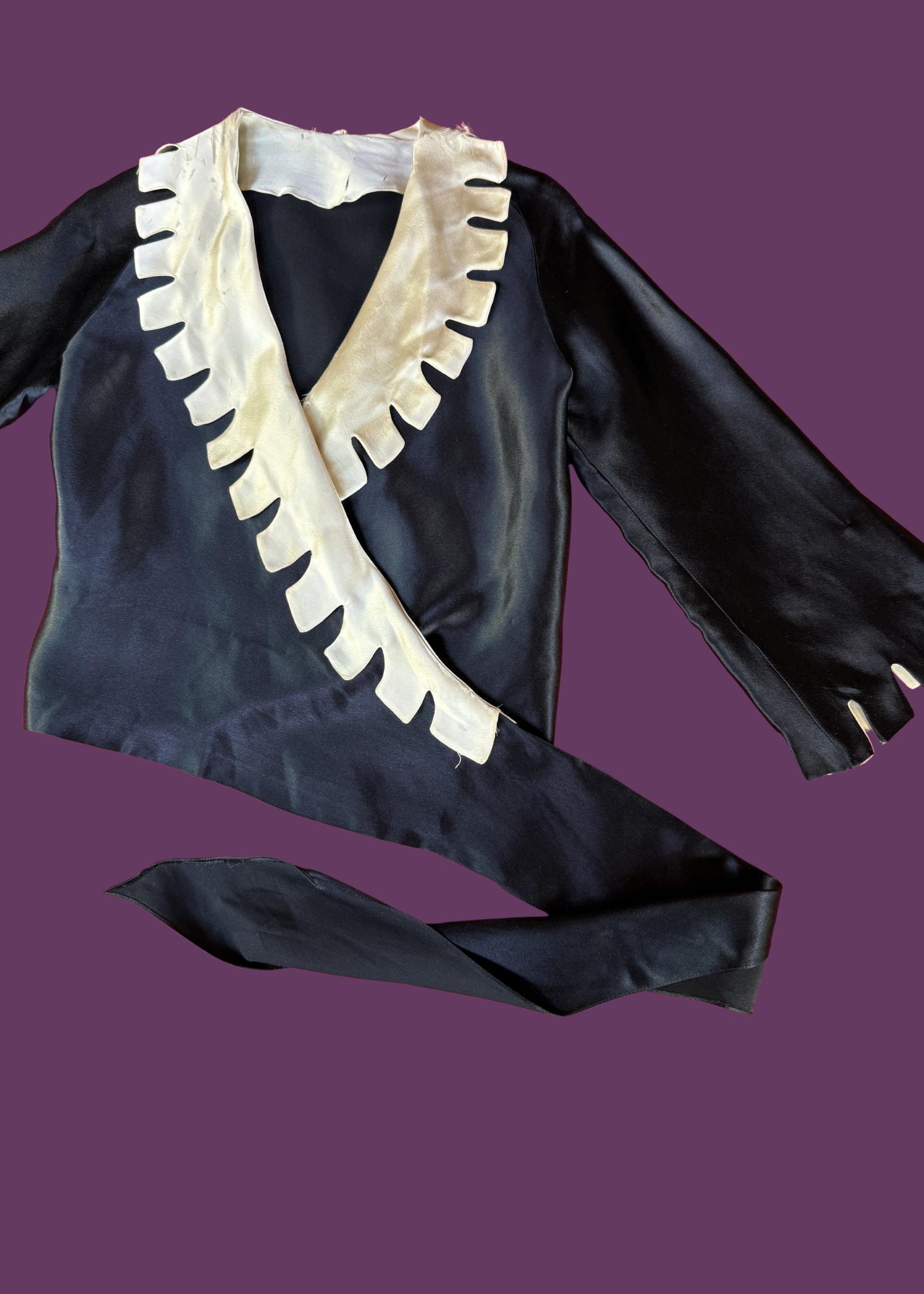 1920s silk satin castle-like top