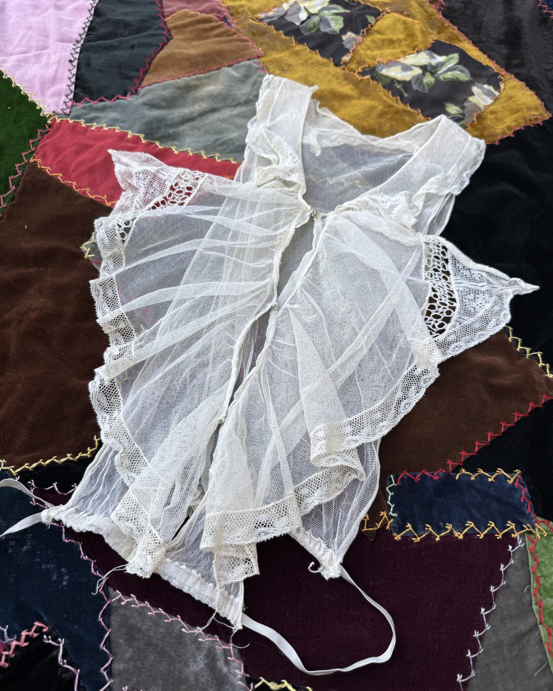 Antique mesh and lace bib