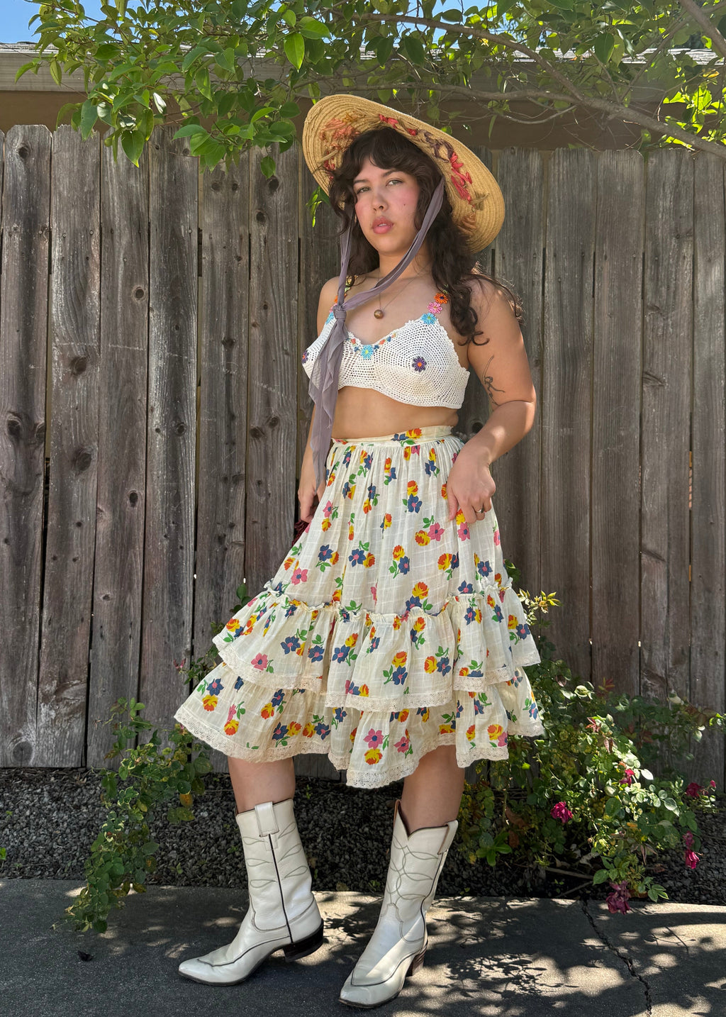 1940s/50s Mexican floral petticoat