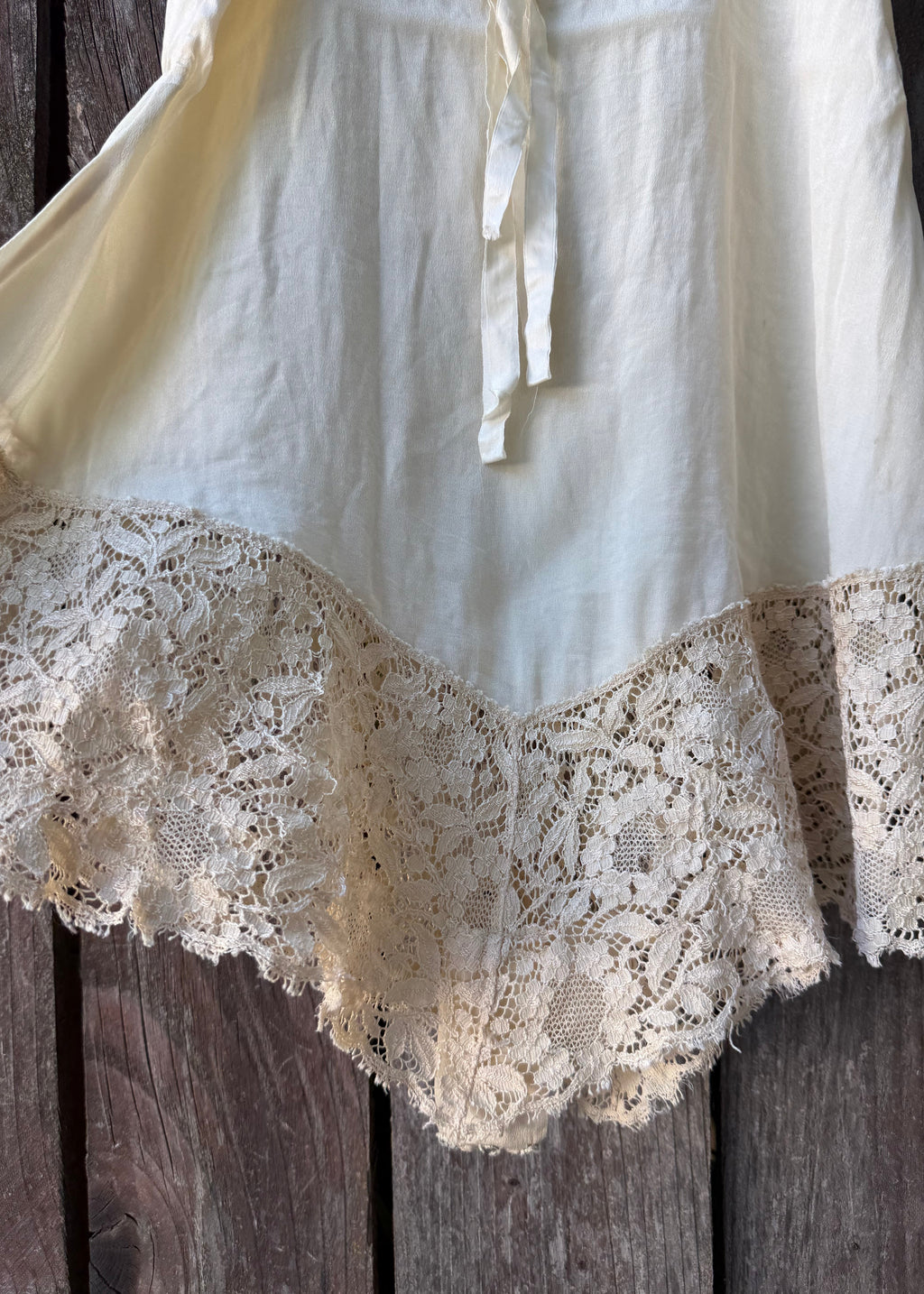 1920s cream silk and lace step-in