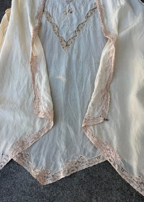 1920s silk vest with lace arrow motif
