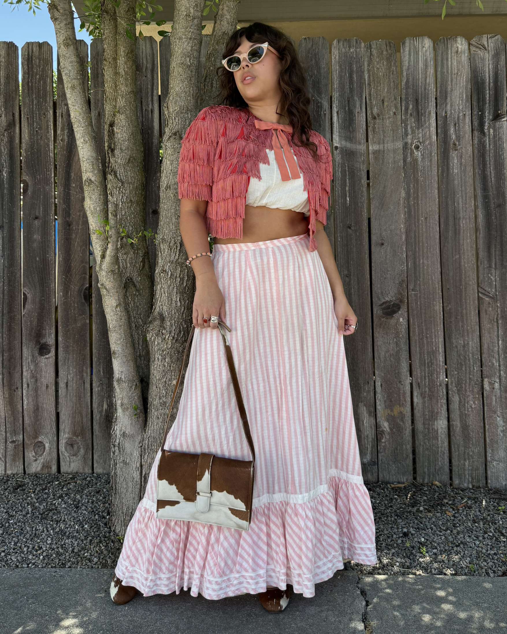 Antique pink striped petticoat