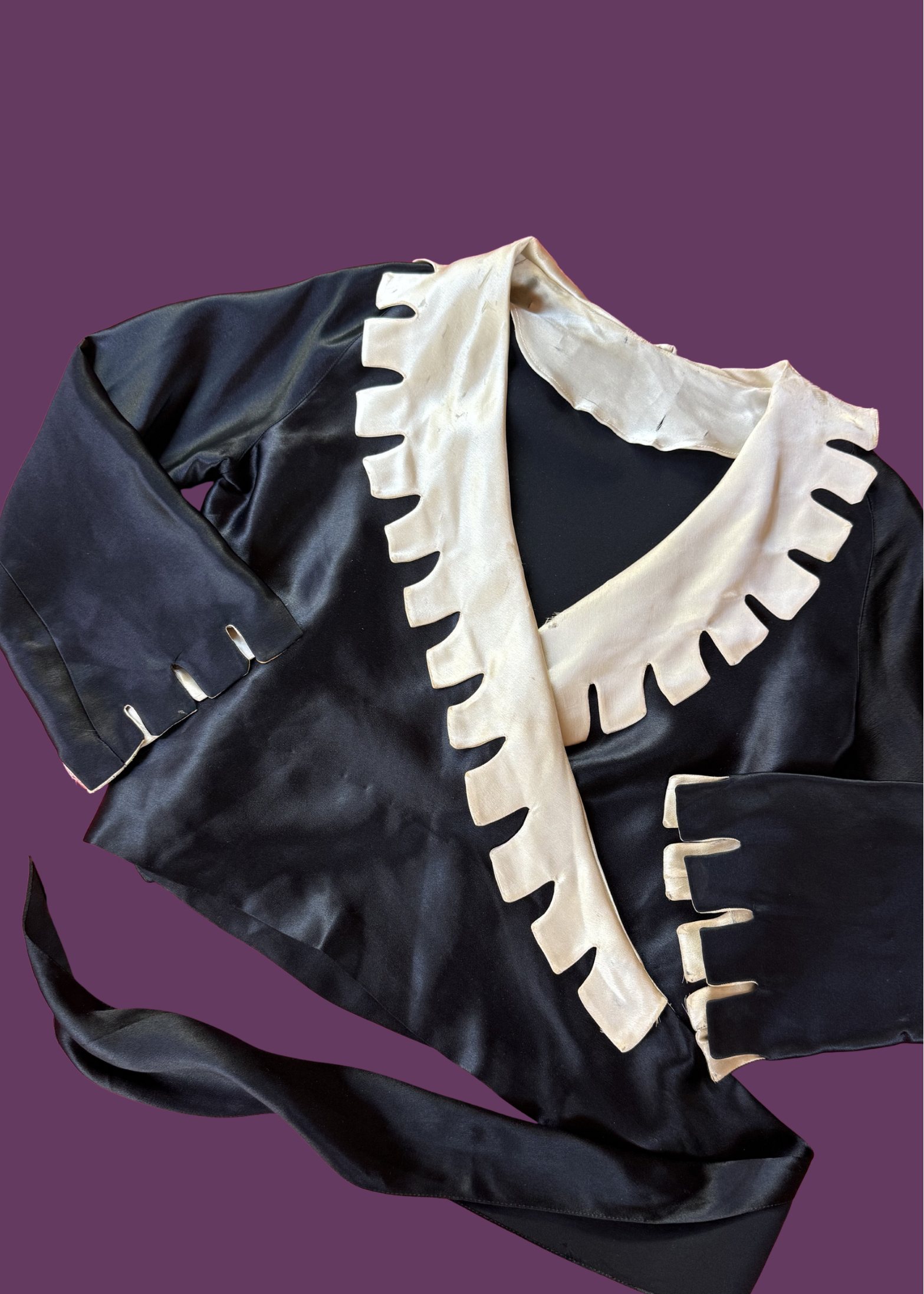 1920s silk satin castle-like top