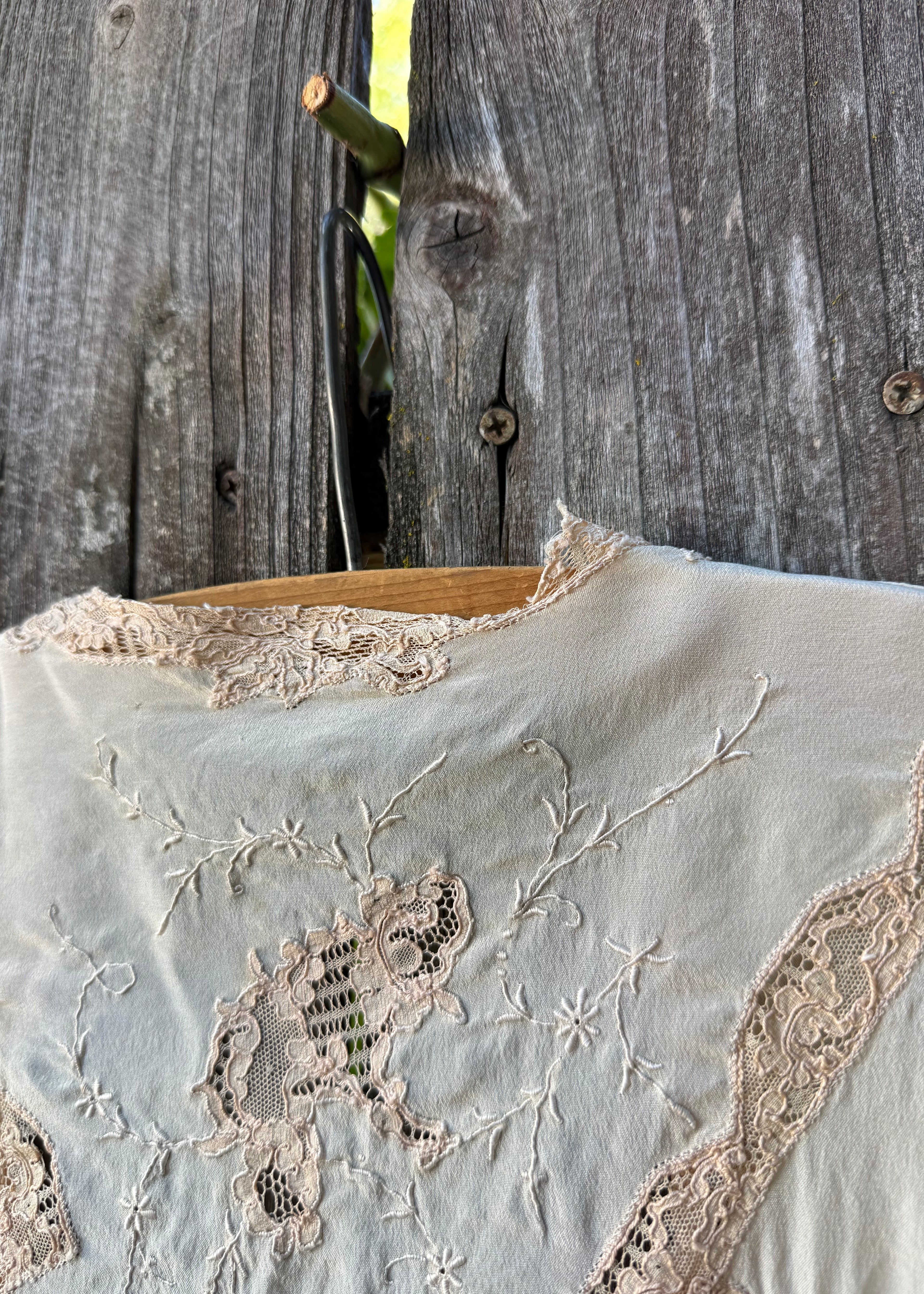1920s silk vest with lace arrow motif