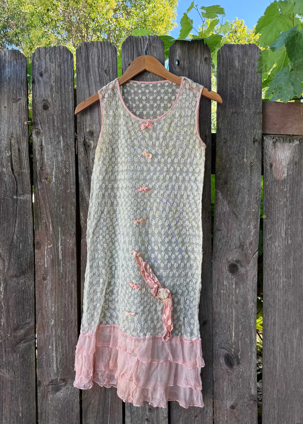 1920s lace and ruffled chiffon dress
