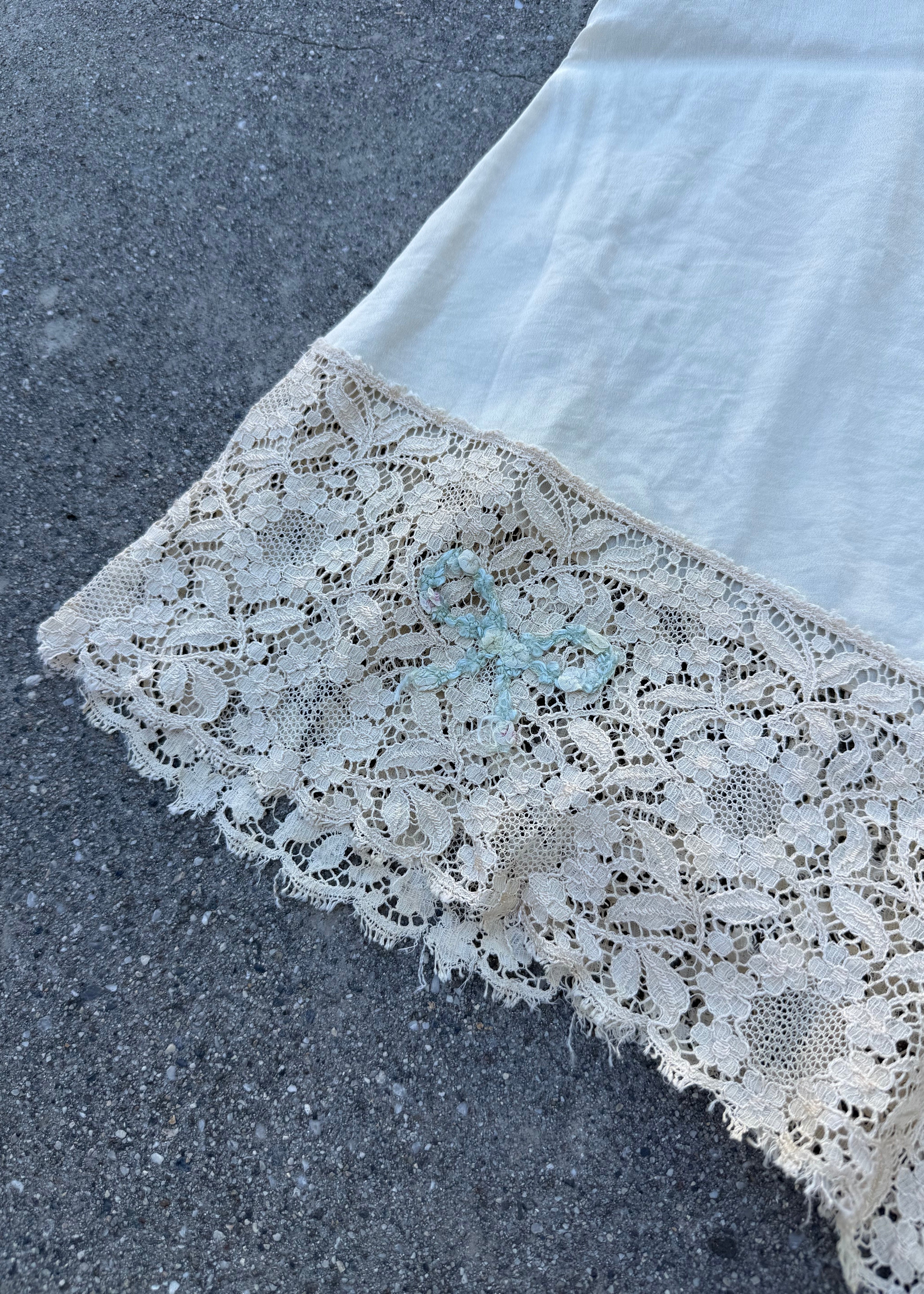 1920s cream silk and lace step-in