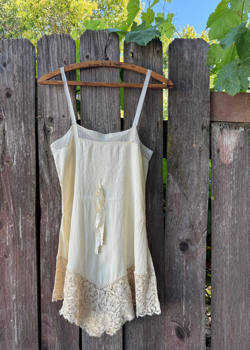 1920s cream silk and lace step-in