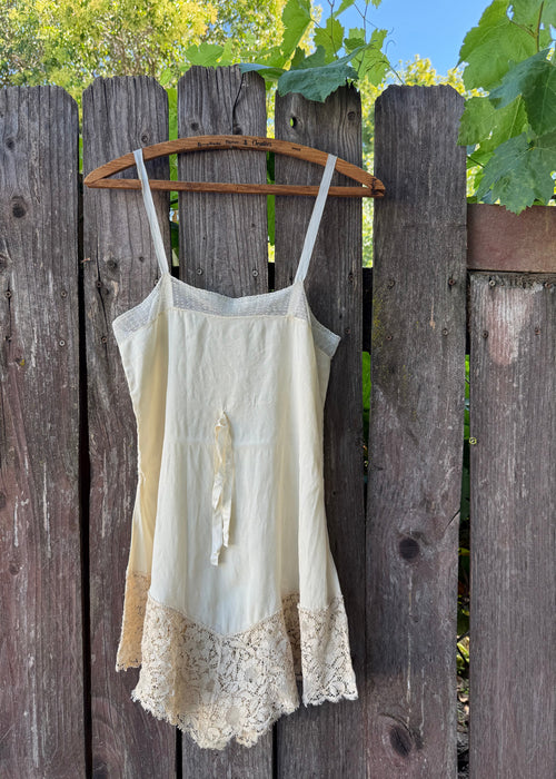 1920s cream silk and lace step-in
