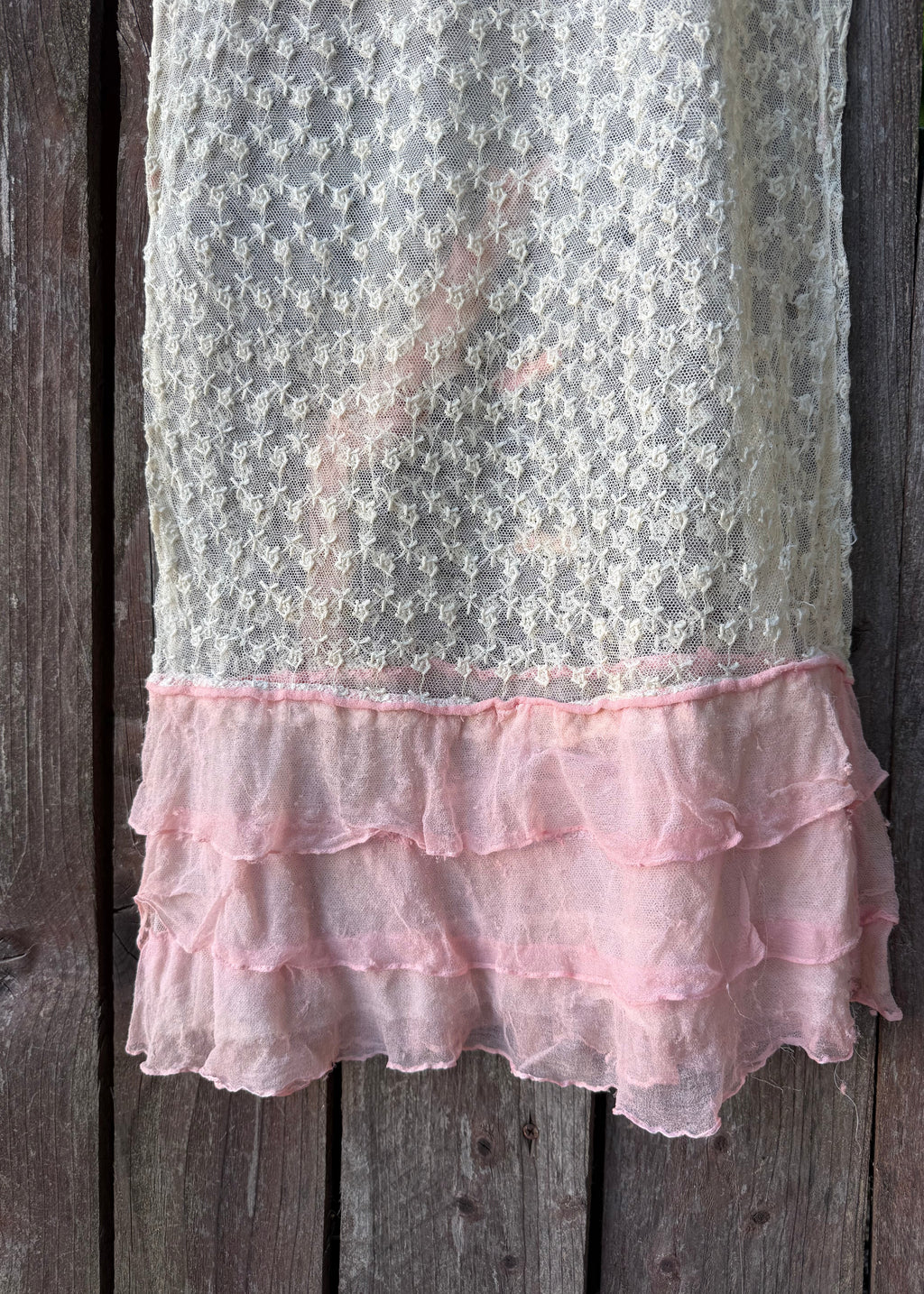 1920s lace and ruffled chiffon dress