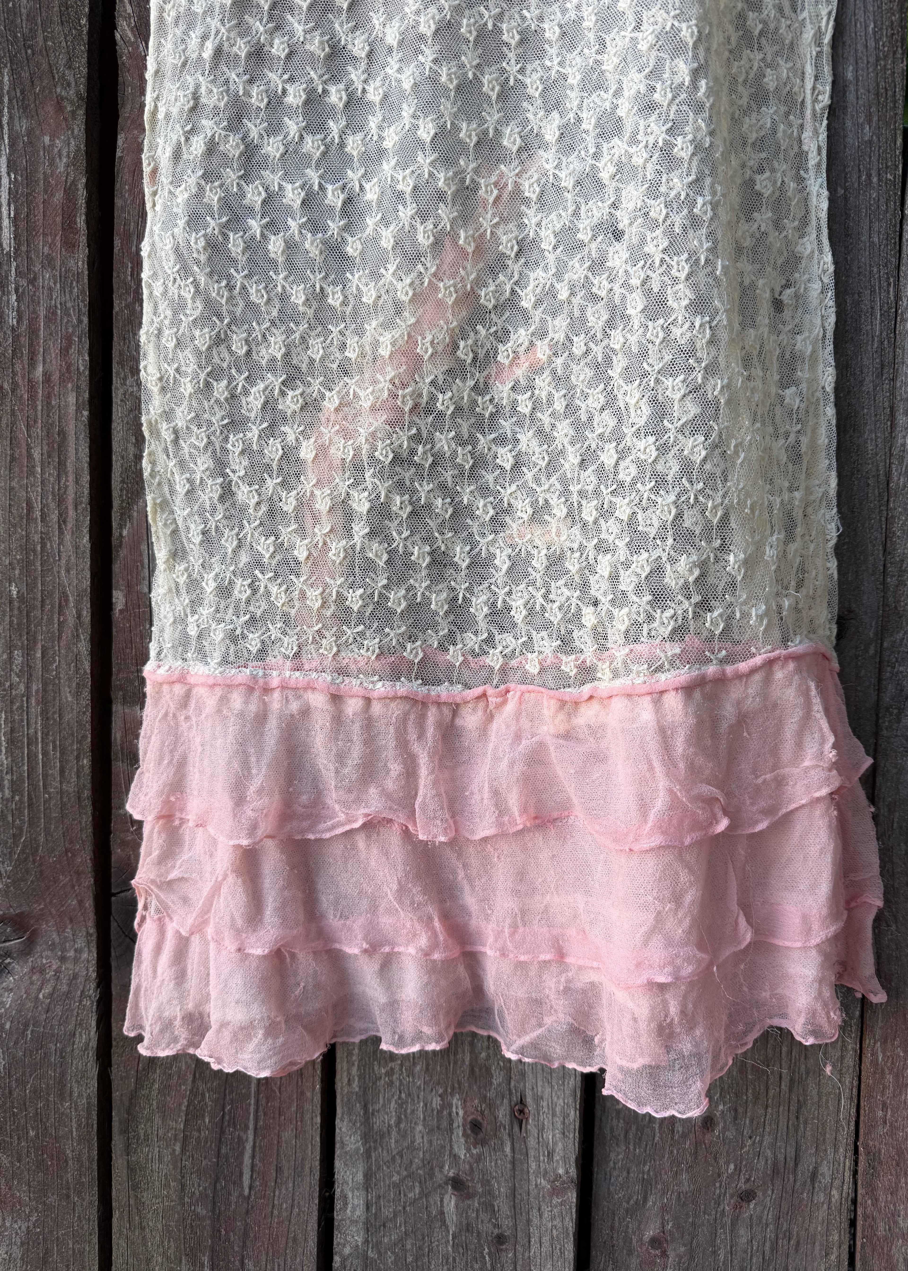 1920s lace and ruffled chiffon dress
