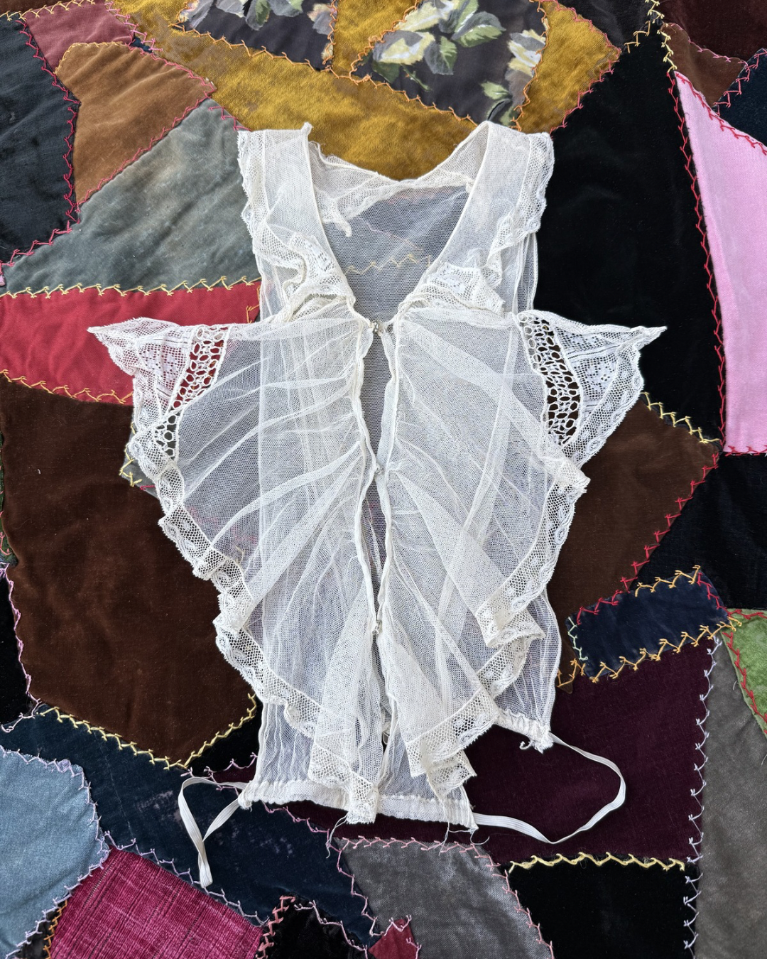 Antique mesh and lace bib