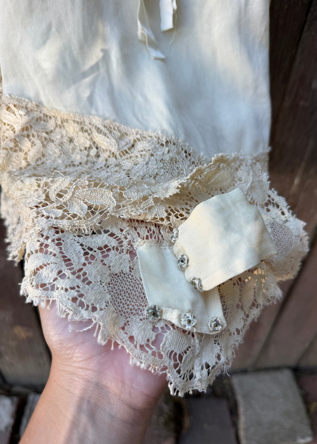 1920s cream silk and lace step-in