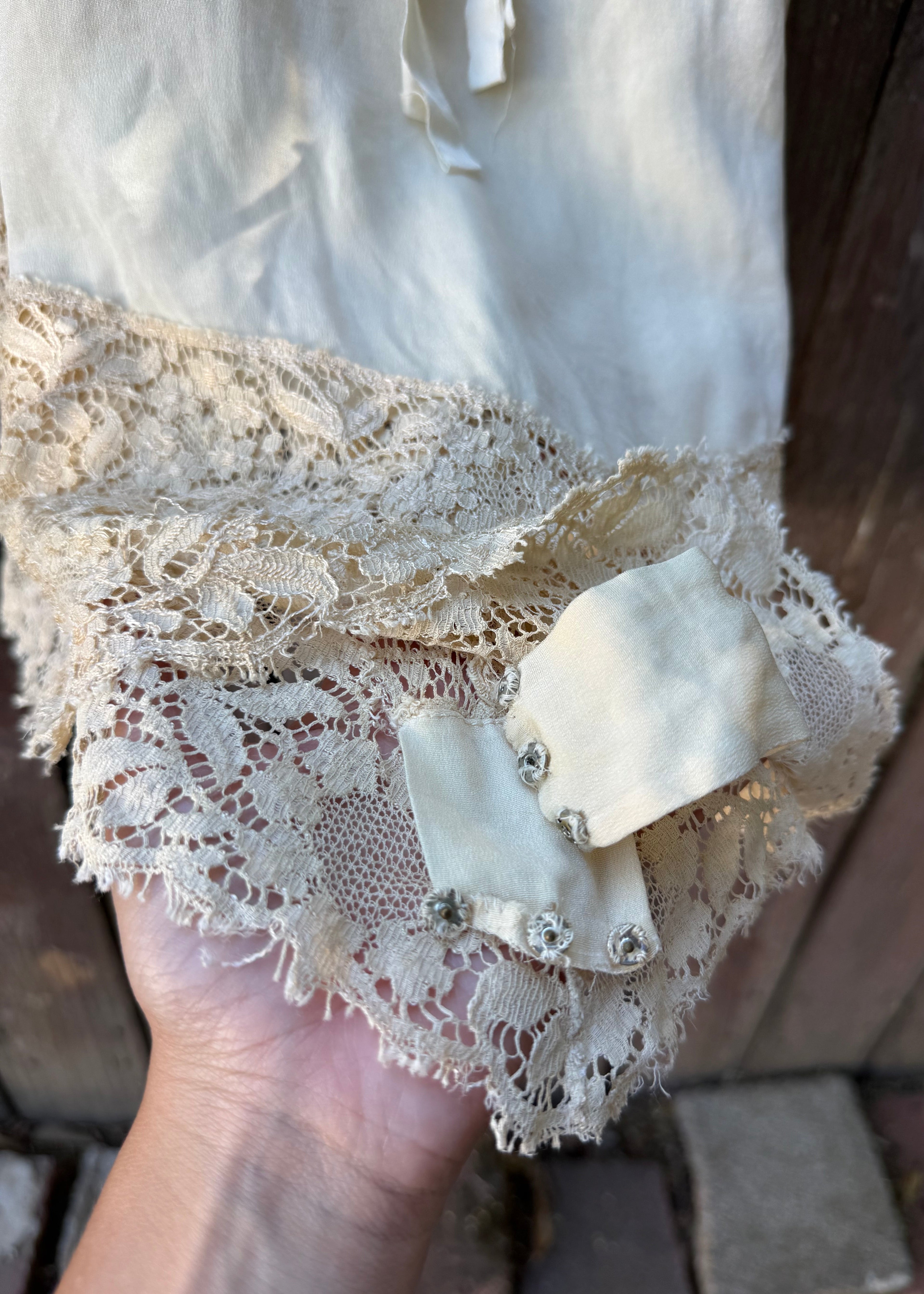 1920s cream silk and lace step-in