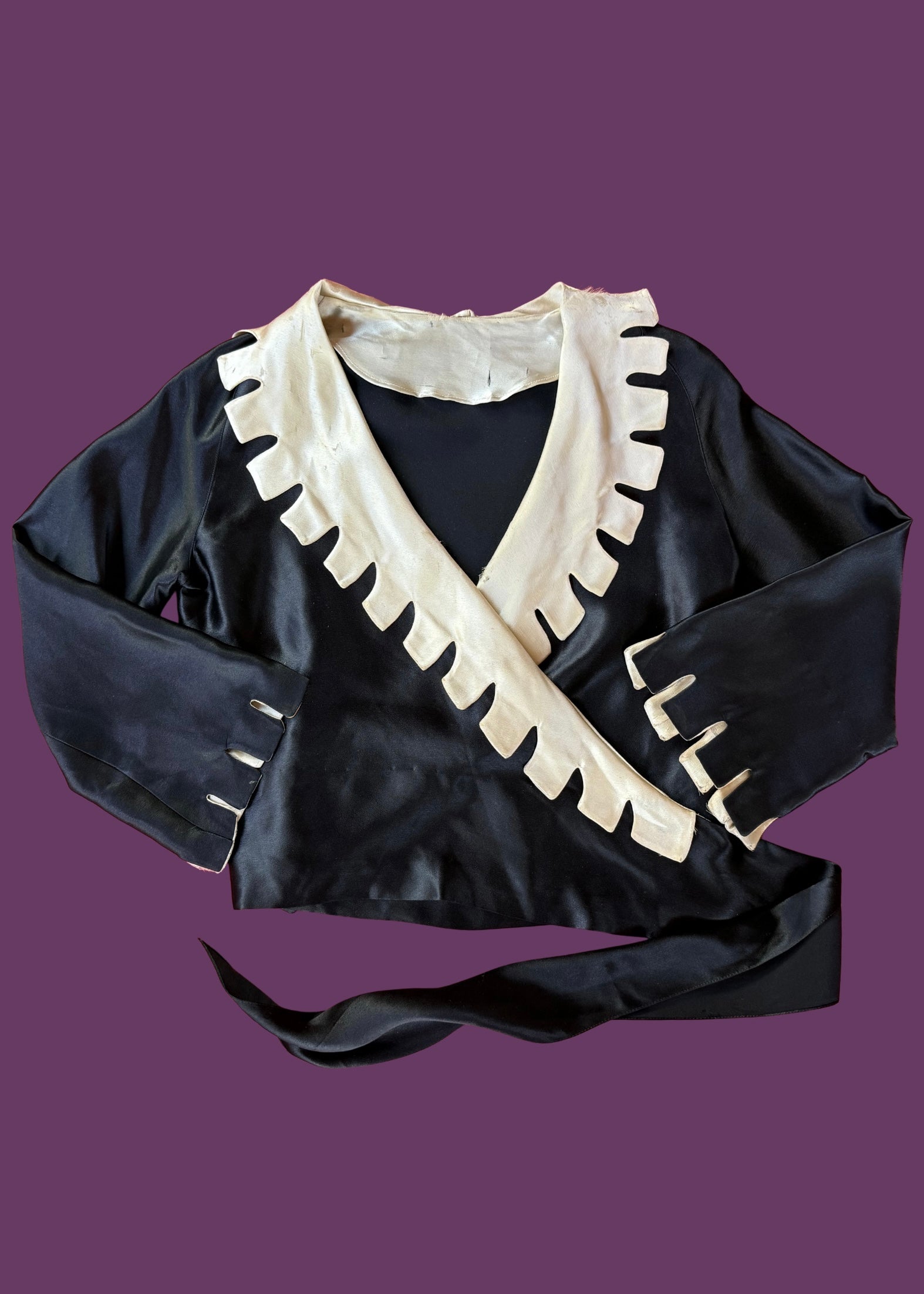 1920s silk satin castle-like top