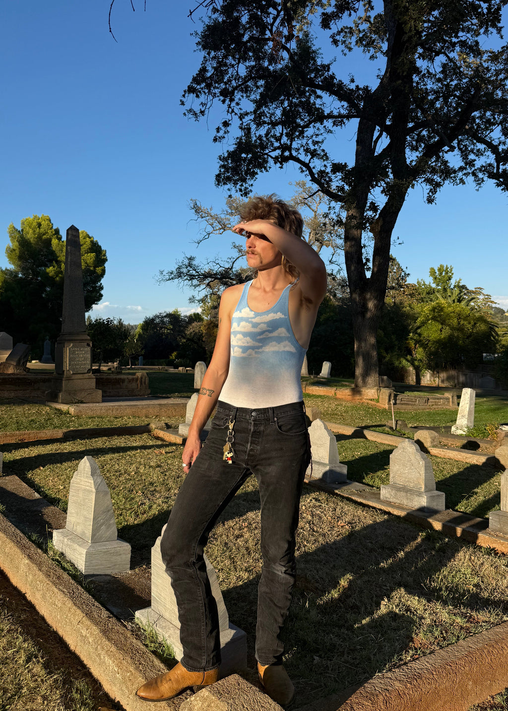 1970s airbrushed clouds tank top