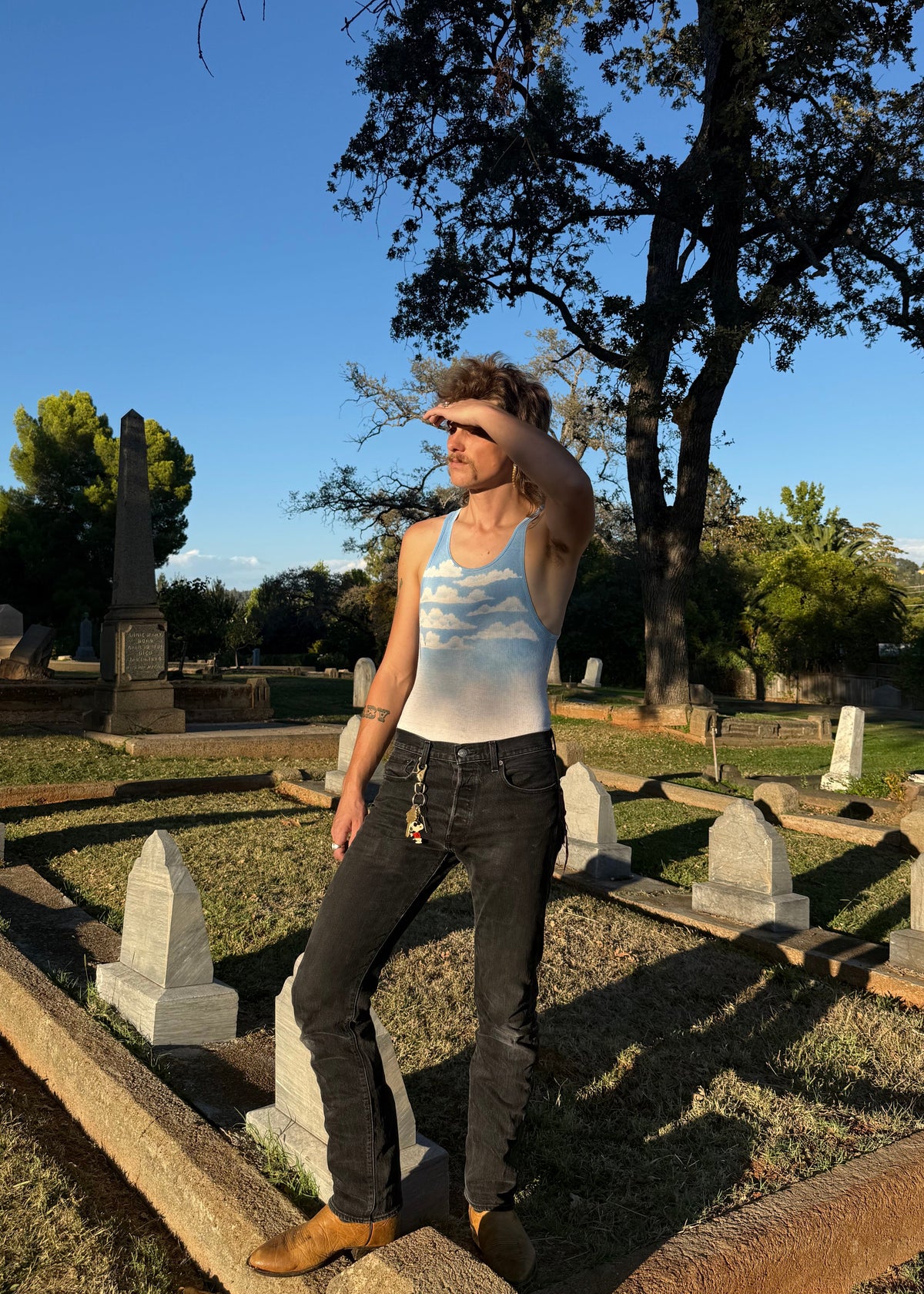 1970s airbrushed clouds tank top