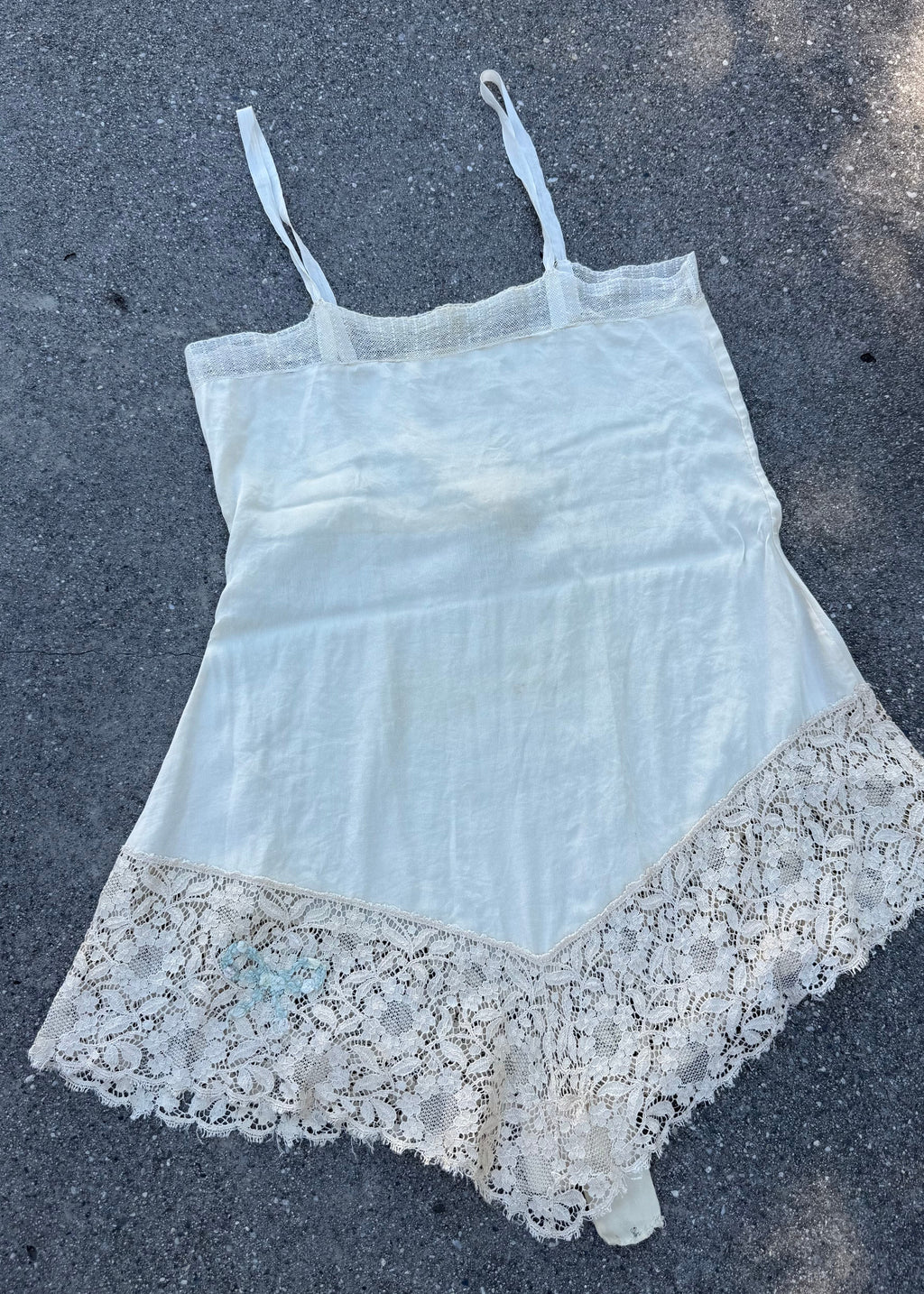 1920s cream silk and lace step-in