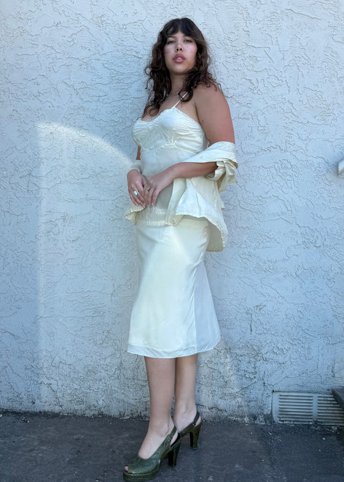 1930s dainty cream silk slip dress