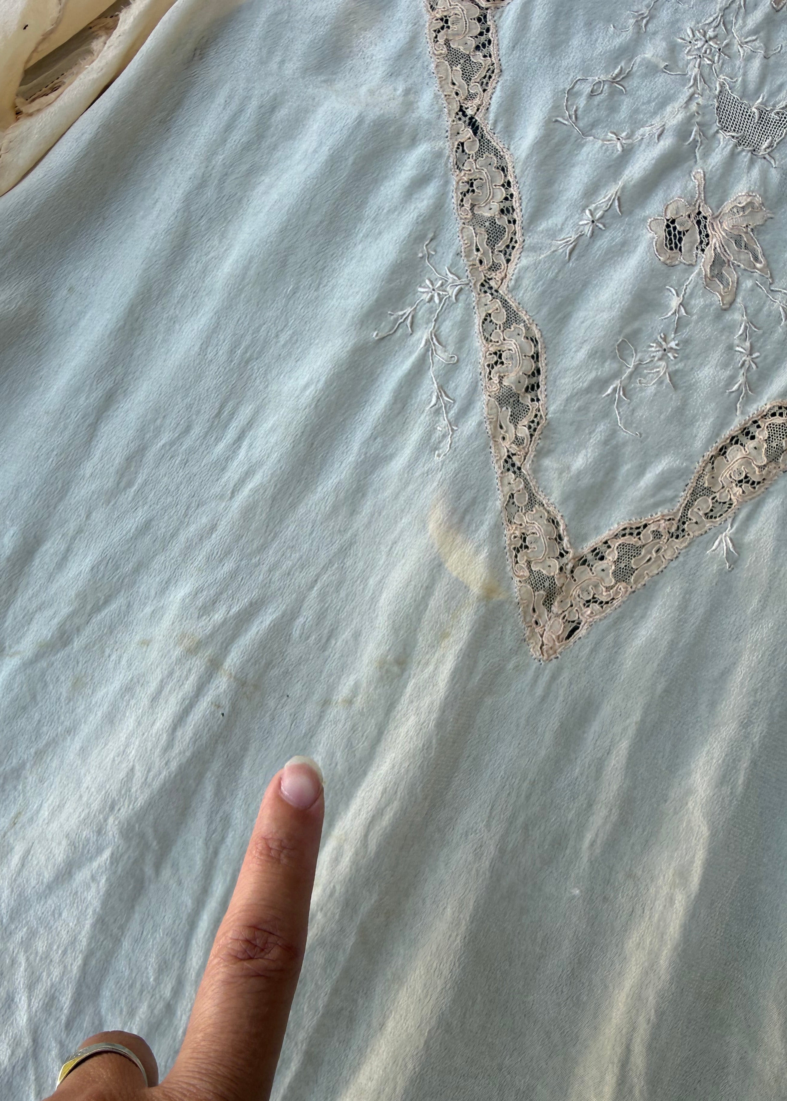 1920s silk vest with lace arrow motif