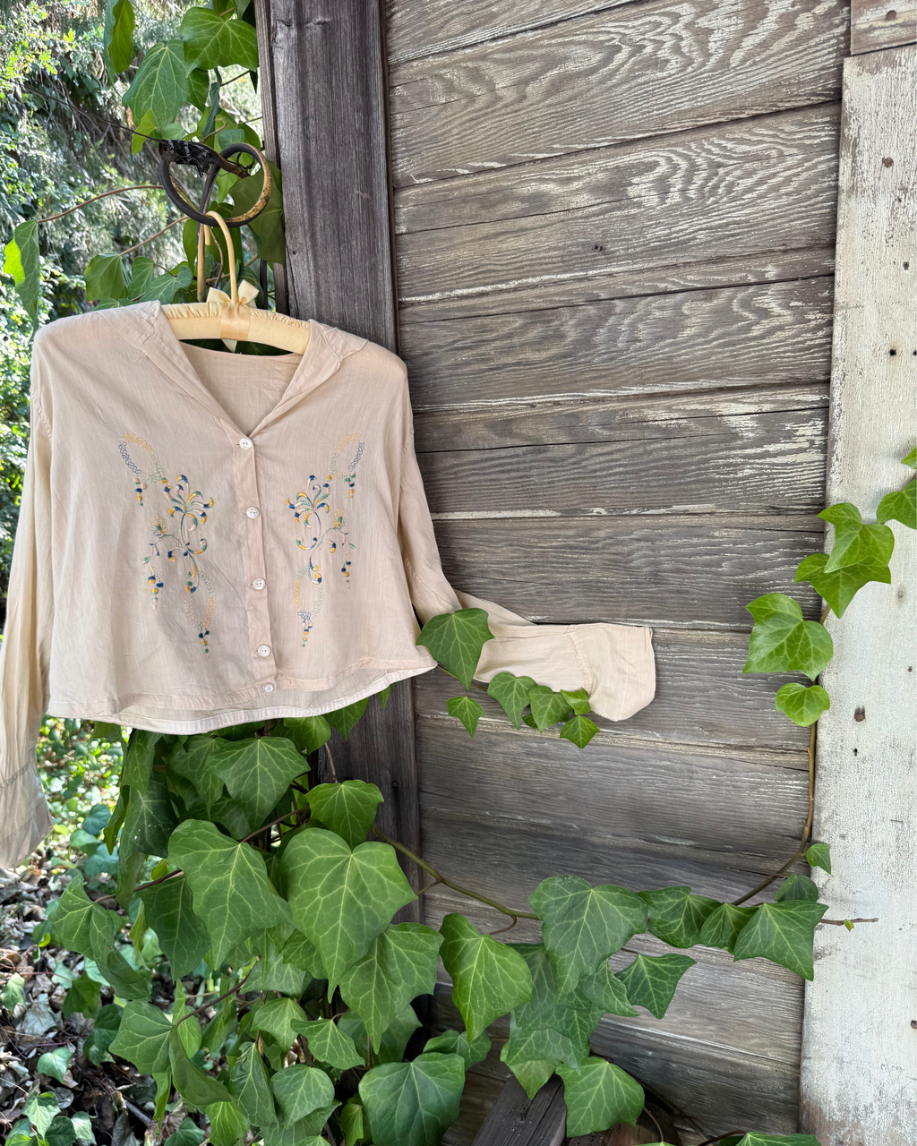1920s silk embroidered sailor style blouse