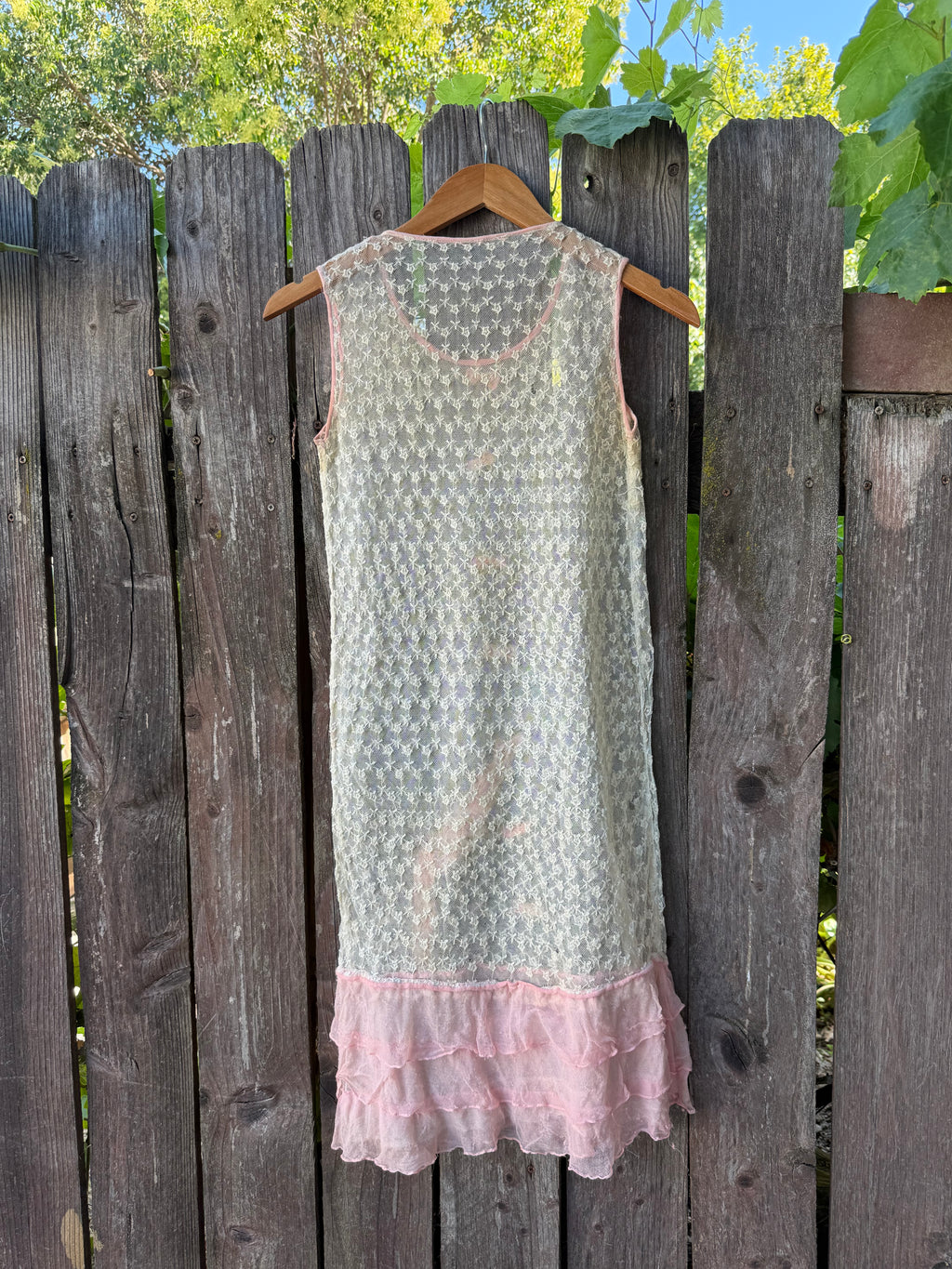 1920s lace and ruffled chiffon dress