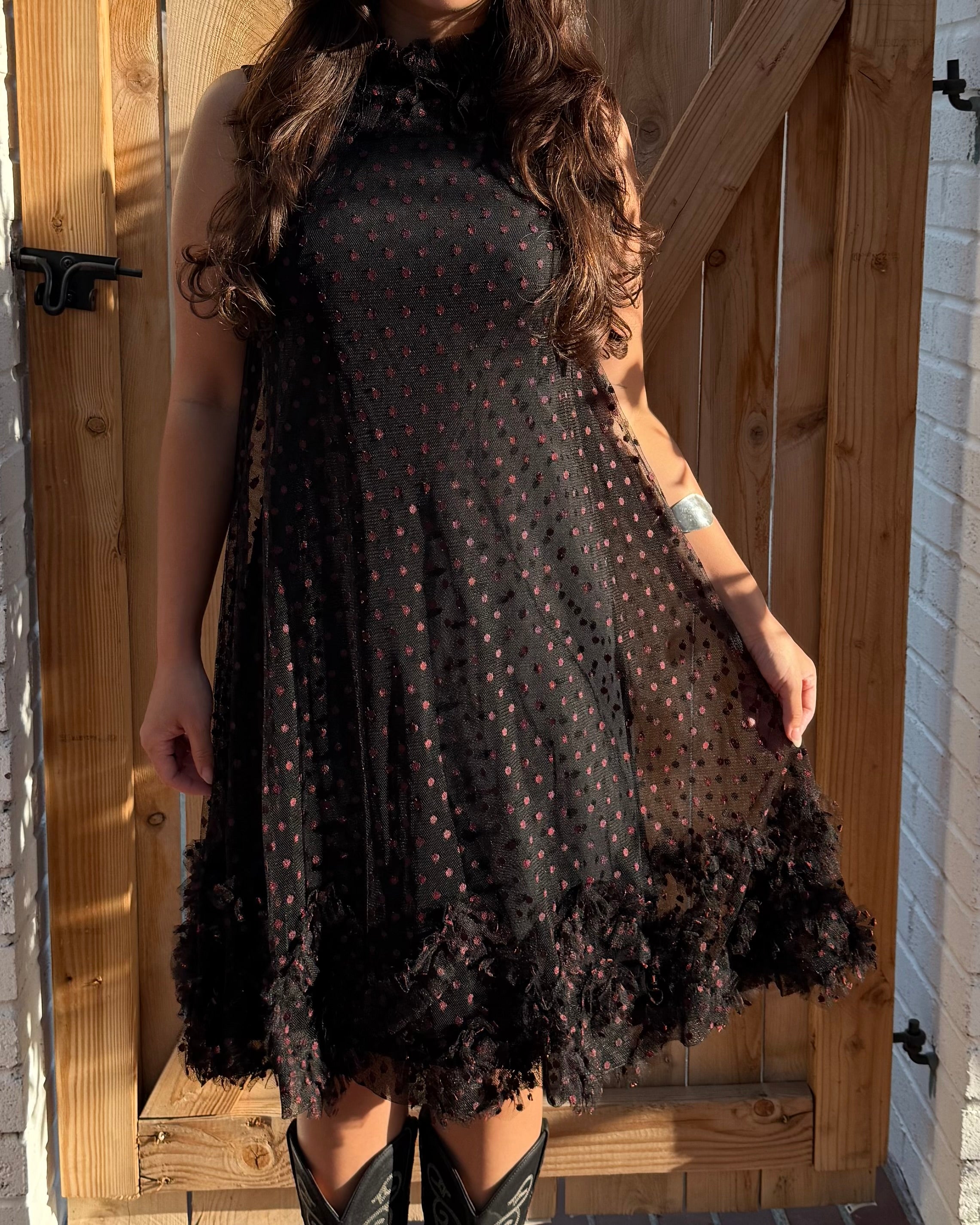 1960s Emma Domb tulle Swiss dot party dress