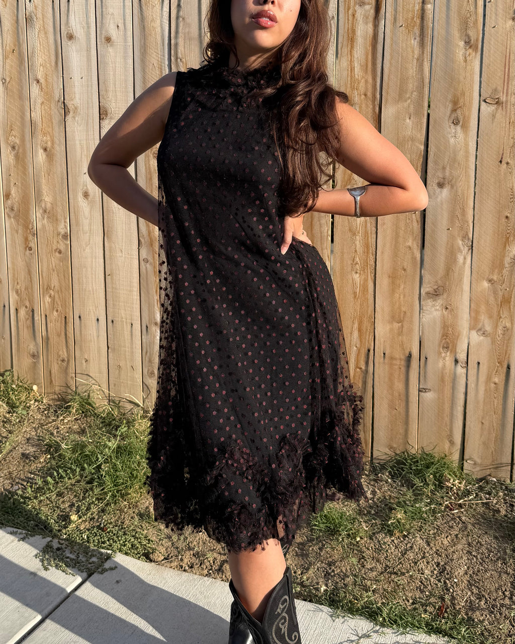 1960s Emma Domb tulle Swiss dot party dress