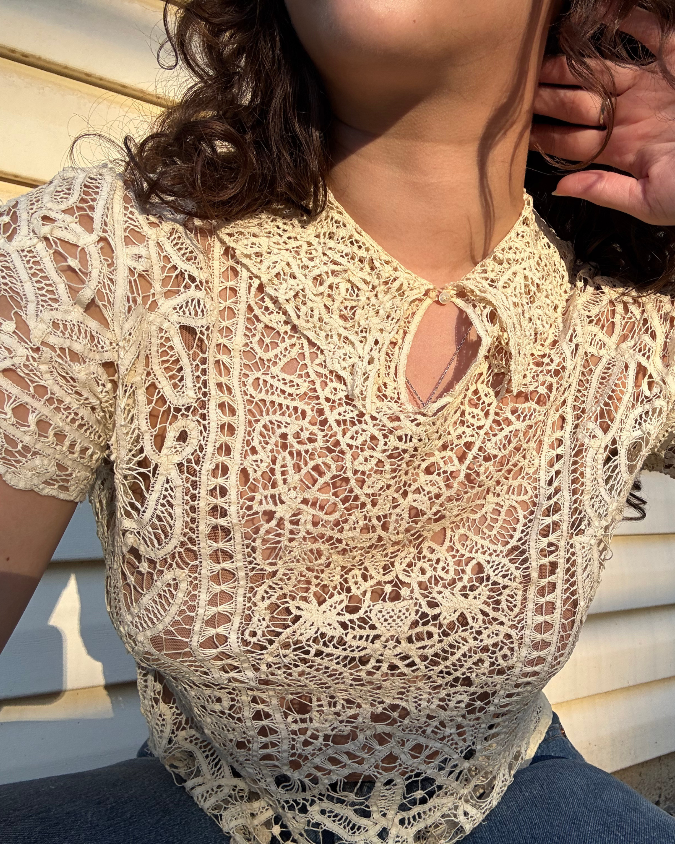 1920s I.Magnin tape lace blouse