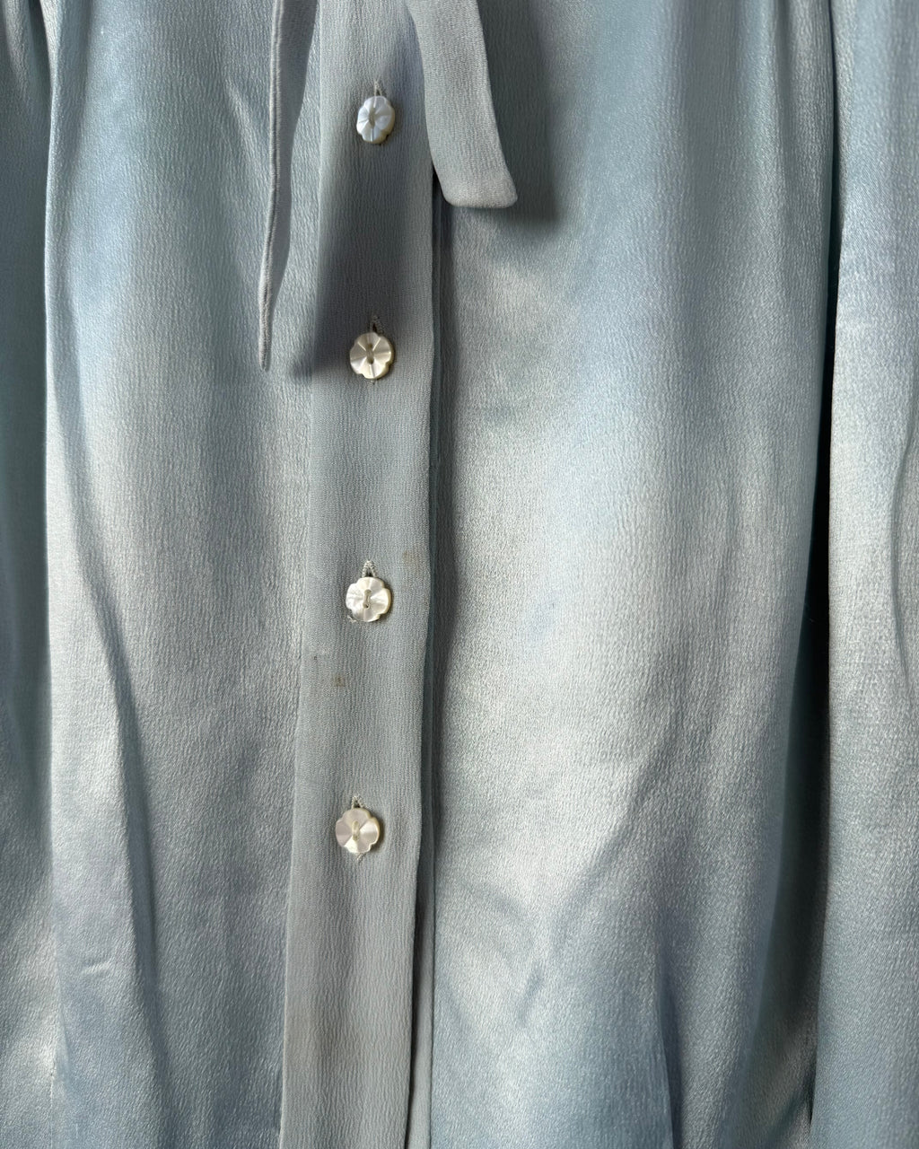 1930s icy blue satin blouse