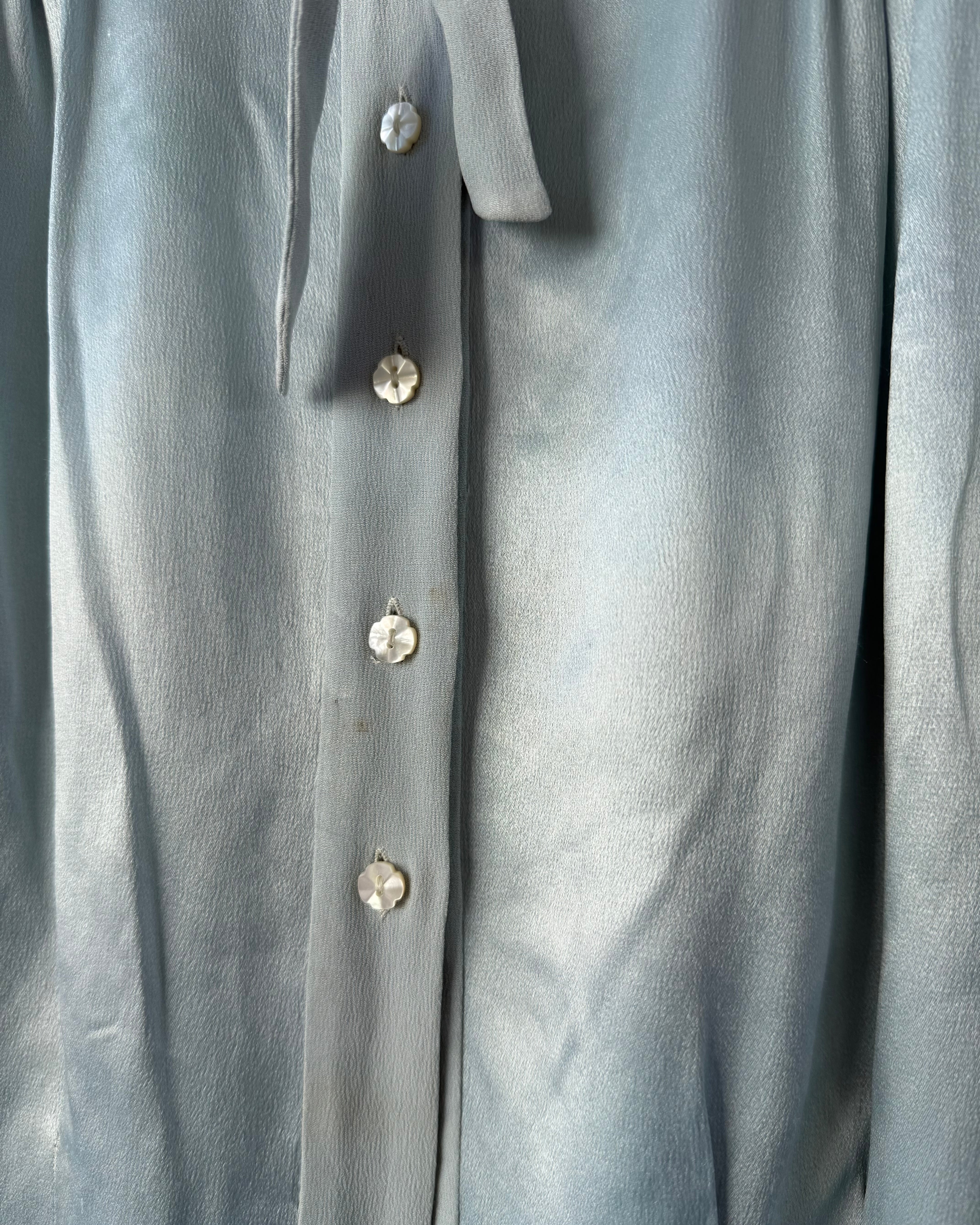 1930s icy blue satin blouse
