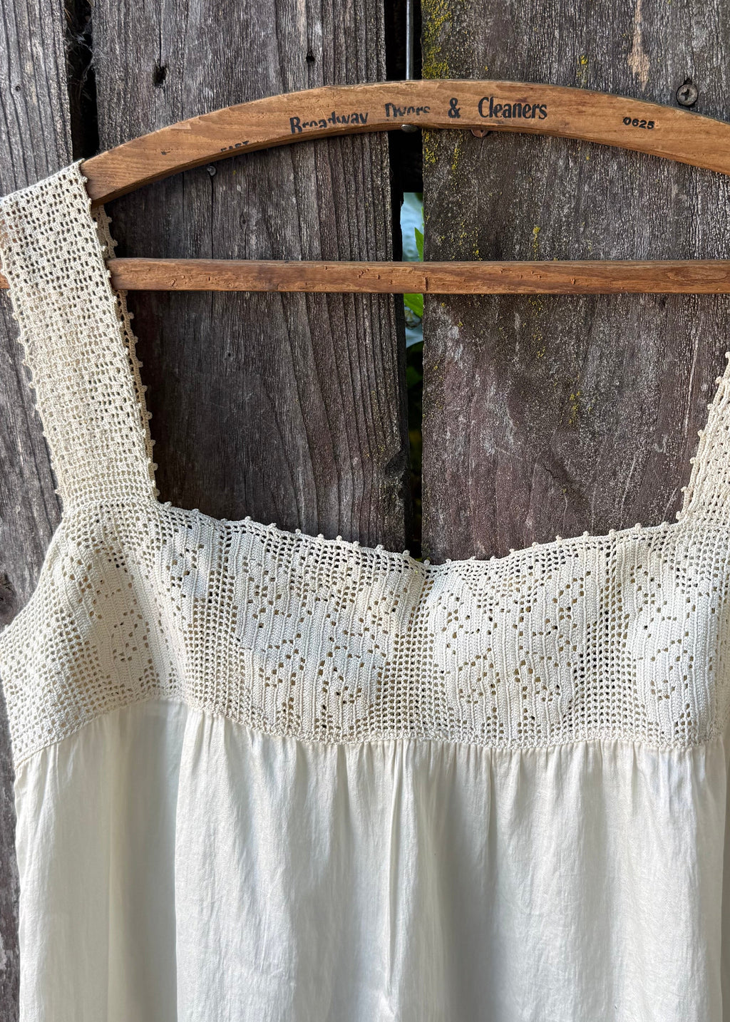 Antique cropped silk chemise with butterfly yoke