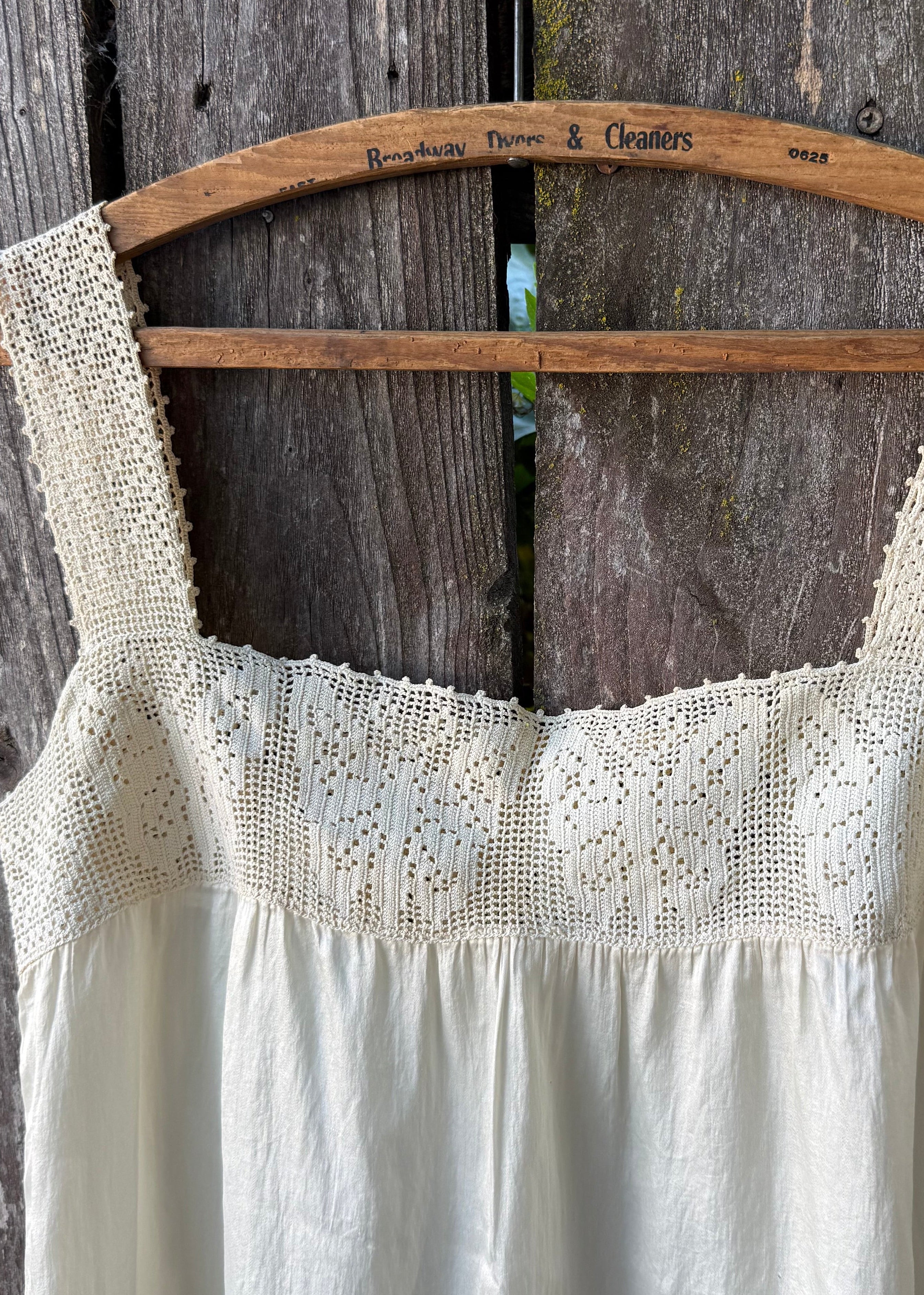 Antique cropped silk chemise with butterfly yoke