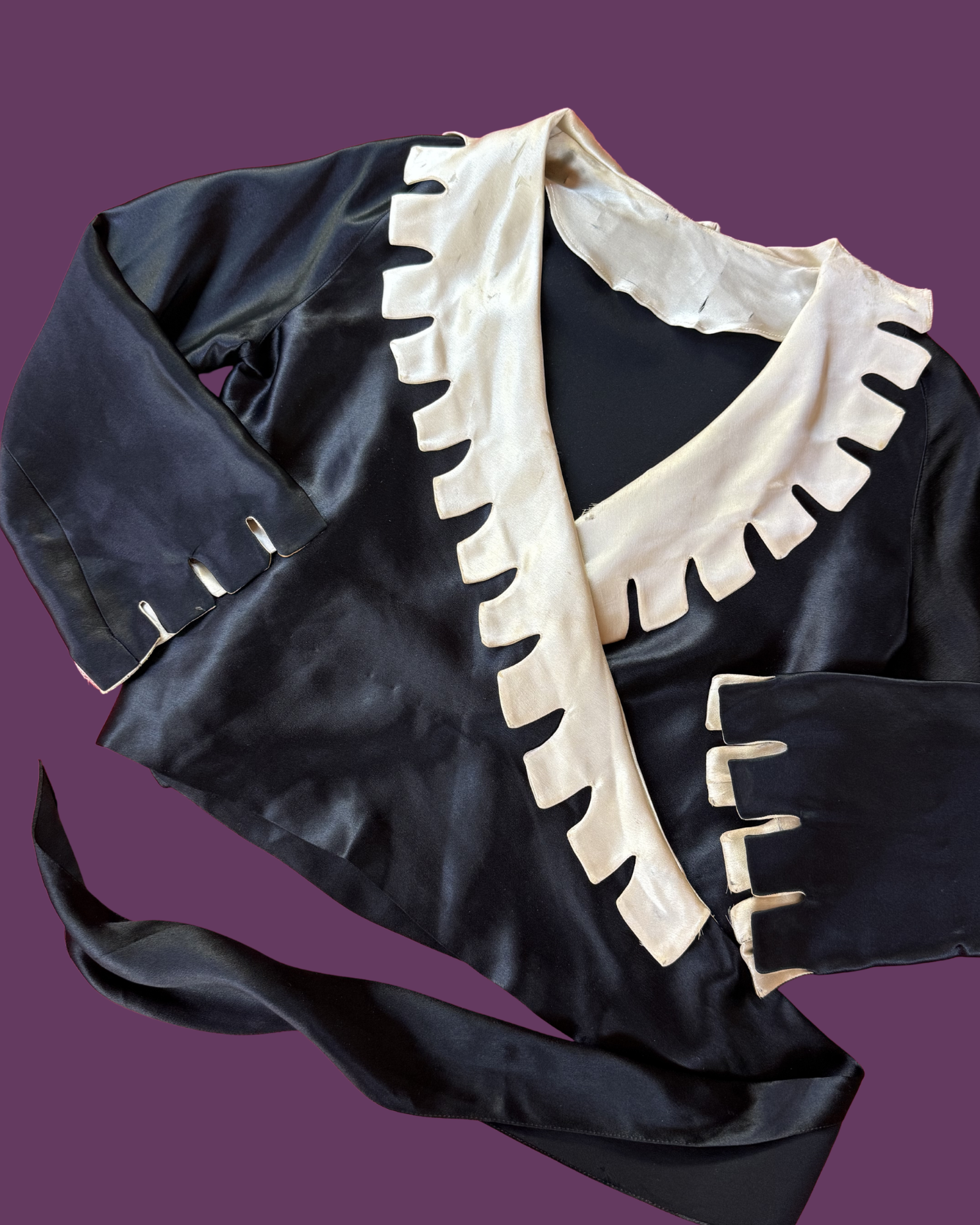 1920s silk satin castle-like top