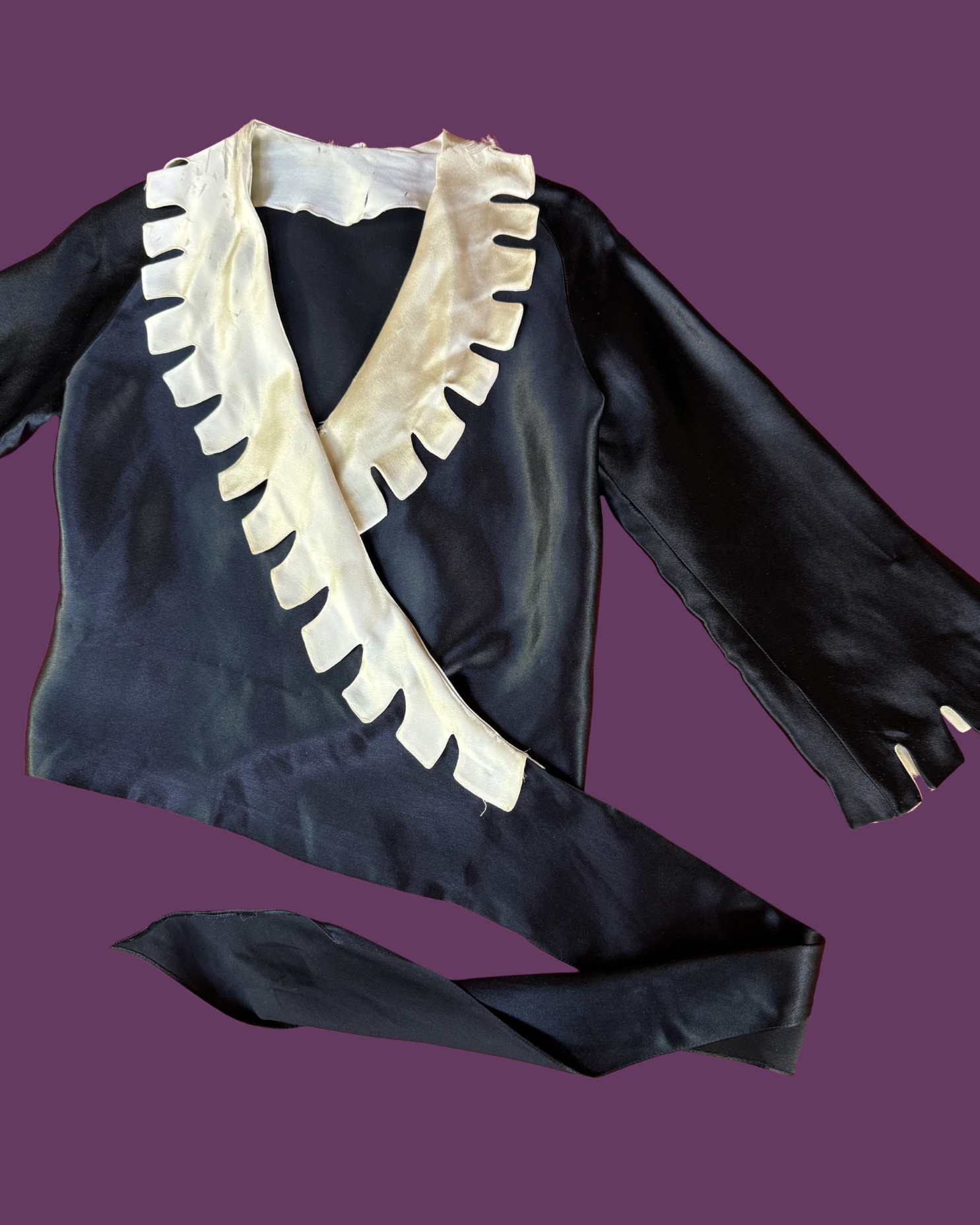 1920s silk satin castle-like top